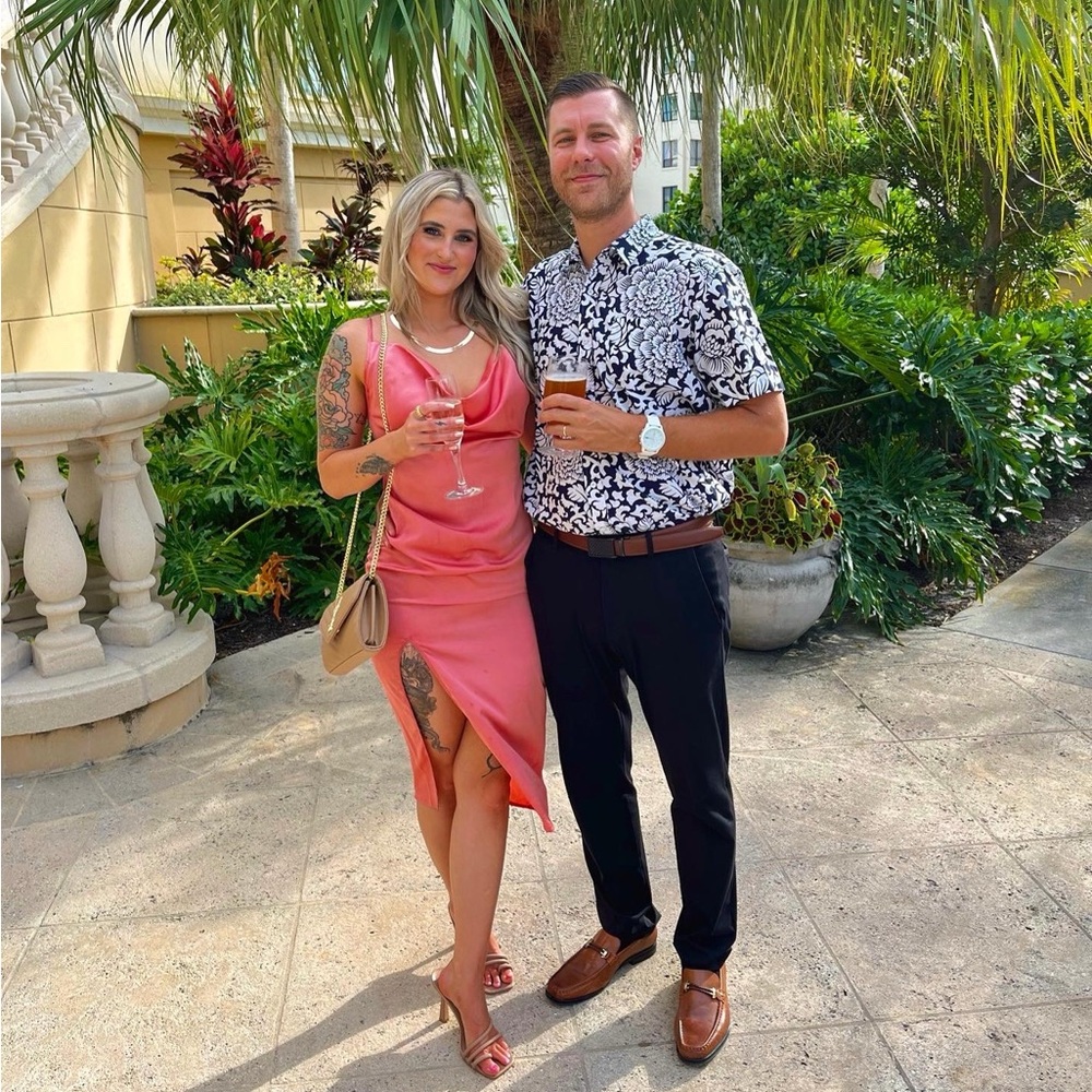 PrettyLittleThing Peach Satin Dress